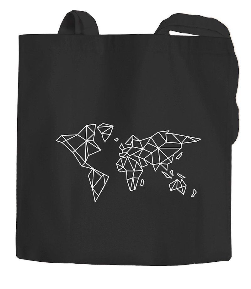 Bolsa 100% de algodón ecológico con el mapa mundi estilizado para ir a la playa, a la hacer la compra, para el día a día y para los viajes. 