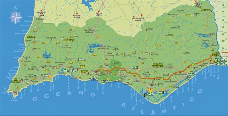 Mapa turístico Algarve