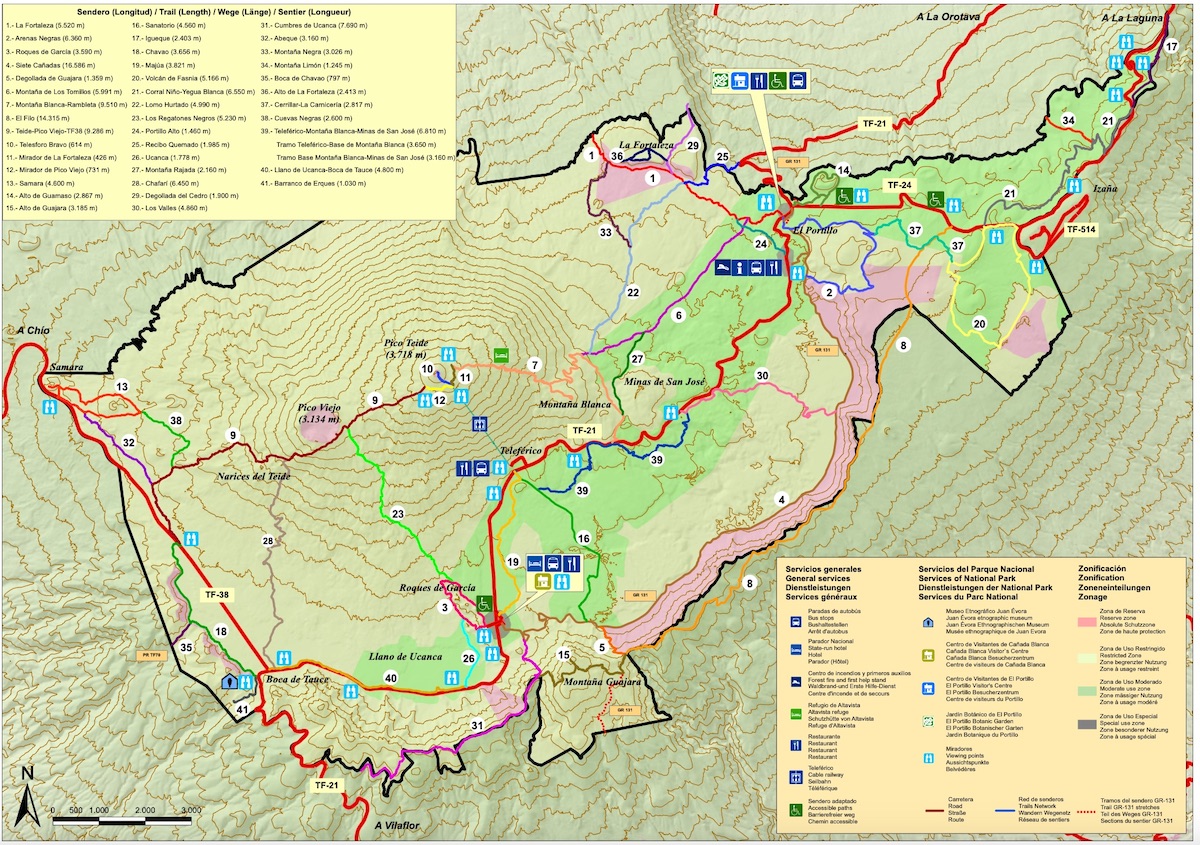 Mapa del Parque Nacional de El Teide